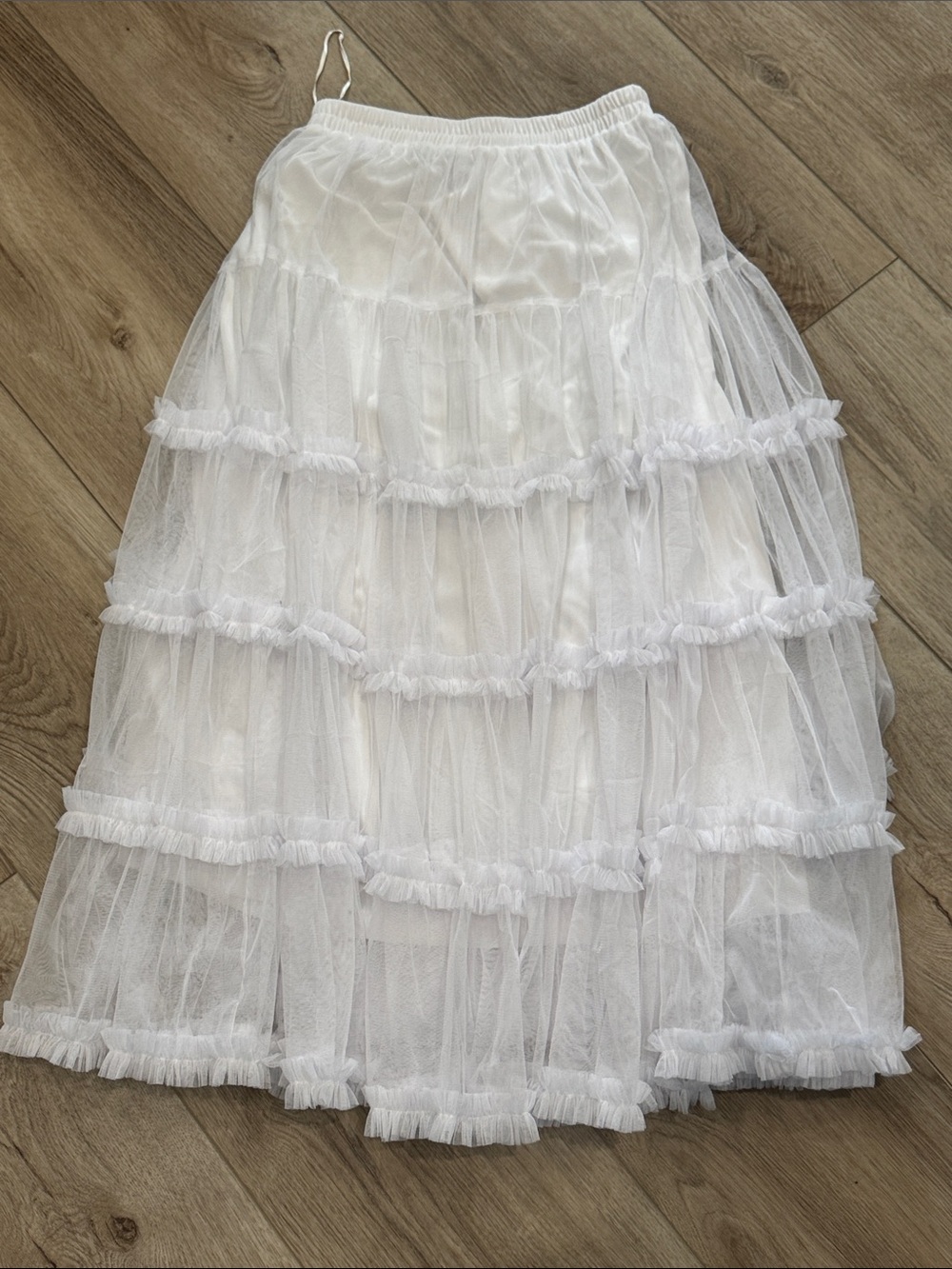 White Tiered Tulle Maxi Skirt